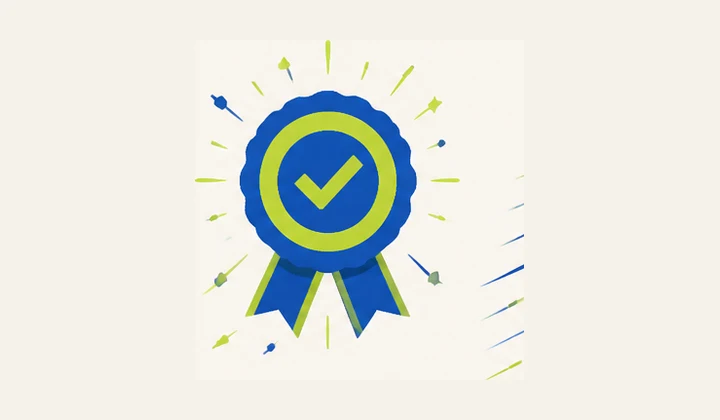 Check-marked medal representing Superlevers certification